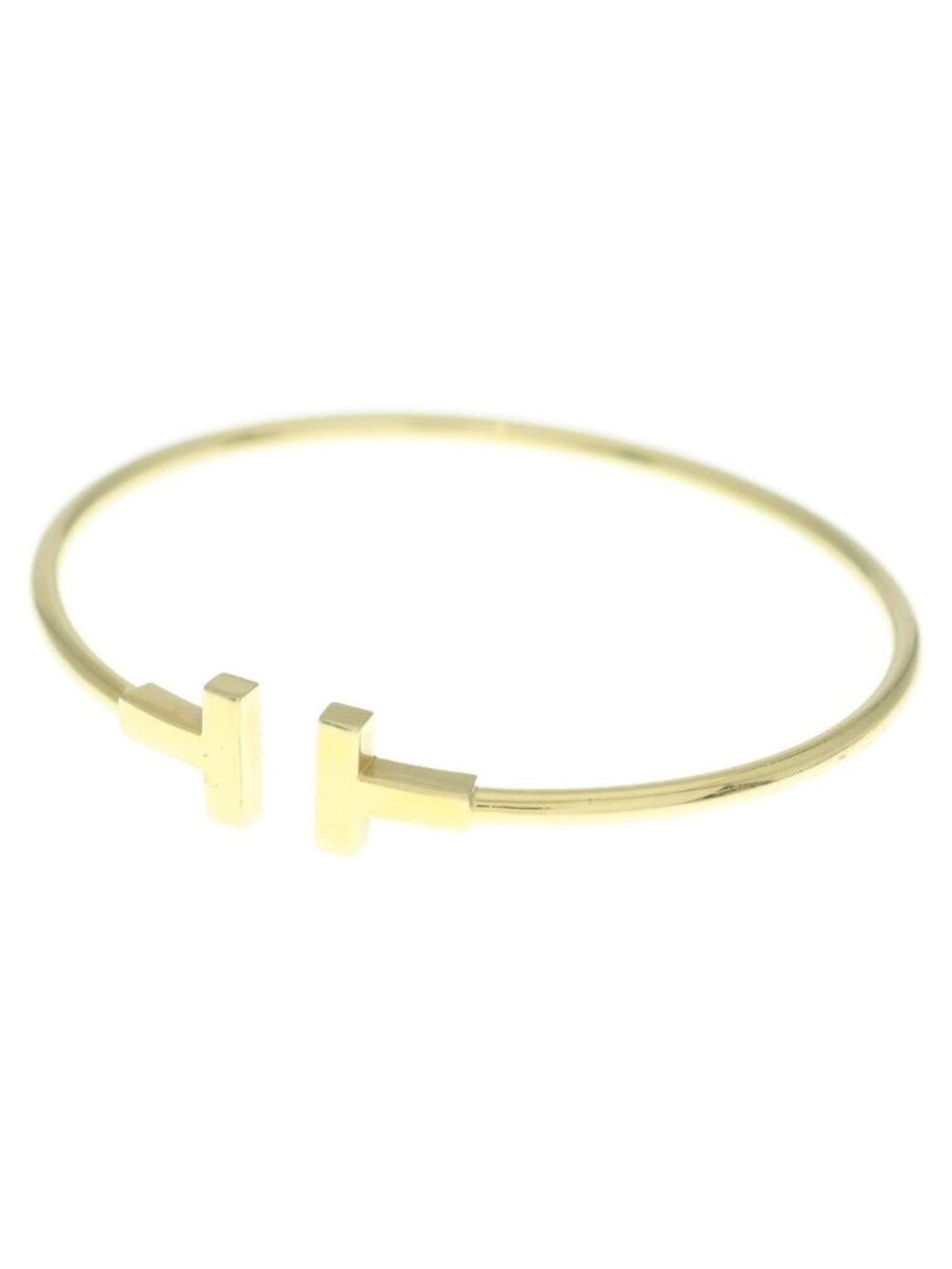 Tiffany & Co T Wire Wide Bracelet Bangle Yellow Gold
